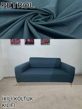 Görseli Galeri görüntüleyiciye yükleyin, %100 Pamuklu Fransız Kumaş Petrol 3+2+1+1 Komple Giydirme Kanepe&Çekyat, Bohem, Porto, vn. Model Koltuk Kılıfı