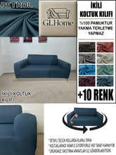 Görseli Galeri görüntüleyiciye yükleyin, %100 Pamuklu Fransız Kumaş Petrol Çift Kişilik Komple Giydirme 2"Li Kanepe, Bohem, vb Model Koltuk Kılıfları