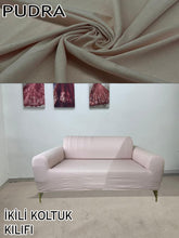Görseli Galeri görüntüleyiciye yükleyin, %100 Pamuklu Fransız Kumaş Pudra 3+2+1+1 Komple Giydirme Kanepe&Çekyat, Bohem, Porto, vn. Model Koltuk Kılıfı