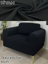 Görseli Galeri görüntüleyiciye yükleyin, %100 Pamuklu Fransız Kumaş Siyah 3+2+1+1 Komple Giydirme Kanepe&Çekyat, Bohem, Porto, vn. Model Koltuk Kılıfı