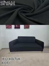 Görseli Galeri görüntüleyiciye yükleyin, %100 Pamuklu Fransız Kumaş Siyah Çift Kişilik Komple Giydirme 2"Li Kanepe, Bohem, vb Model Koltuk Kılıfları