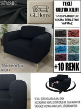 Görseli Galeri görüntüleyiciye yükleyin, %100 Pamuklu Fransız Kumaş Siyah Tekli&Berjer Komple Giydirme, Bohem, Porto Model Koltuk Kılıfı