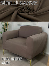 Görseli Galeri görüntüleyiciye yükleyin, %100 Pamuklu Fransız Kumaş Sütlü Kahve 3+2+1+1 Komple Giydirme Kanepe&Çekyat, Bohem, Porto, vn. Model Koltuk Kılıfı