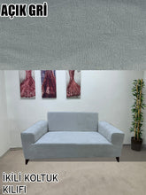 Görseli Galeri görüntüleyiciye yükleyin, Baby Face Kumaş Açık Gri Çift Kişilik Komple Giydirme Kanepe, Bohem, vb Model Koltuk Kılıfları