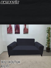 Görseli Galeri görüntüleyiciye yükleyin, Baby Face Kumaş Antrasit 3+2+1+1 Set Komple Giydirme Kanepe&Çekyat, Bohem, vb Model Koltuk Kılıfları