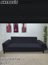 Görseli Galeri görüntüleyiciye yükleyin, Baby Face Kumaş Antrasit 3"Lü Komple Giydirme Kanepe & Çekyat, Bohem, vb Model Koltuk Kılıfları