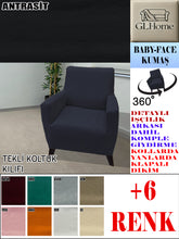Görseli Galeri görüntüleyiciye yükleyin, Baby Face Kumaş Antrasit Tekli Komple Giydirme Tekli & Berjer, Bohem, vb Model Koltuk Kılıfları