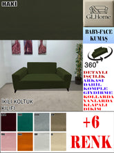 Görseli Galeri görüntüleyiciye yükleyin, Baby Face Kumaş Haki Çift Kişilik Komple Giydirme Kanepe, Bohem, vb Model Koltuk Kılıfları