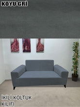 Görseli Galeri görüntüleyiciye yükleyin, Baby Face Kumaş Koyu Gri 3+2+1+1 Set Komple Giydirme Kanepe & Çekyat, Bohem, vb Model Koltuk Kılıfları