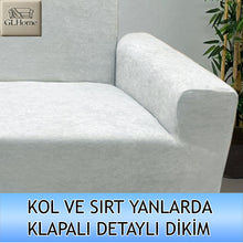 Görseli Galeri görüntüleyiciye yükleyin, Baby Face Kumaş Krem 3"Lü Komple Giydirme Kanepe & Çekyat, Bohem, vb Model Koltuk Kılıfları