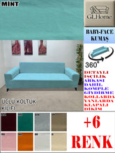 Görseli Galeri görüntüleyiciye yükleyin, Baby Face Kumaş Mint 3"Lü Komple Giydirme Kanepe & Çekyat, Bohem, vb Model Koltuk Kılıfları