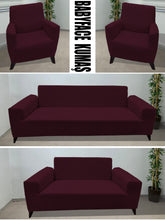 Görseli Galeri görüntüleyiciye yükleyin, Baby Face Kumaş Mürdüm 3+2+1+1 Set Komple Giydirme Kanepe & Çekyat, Bohem, vb Model Koltuk Kılıfları