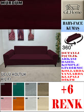 Görseli Galeri görüntüleyiciye yükleyin, Baby Face Kumaş Mürdüm 3"Lü Komple Giydirme Kanepe & Çekyat, Bohem, vb Model Koltuk Kılıfları