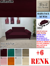 Görseli Galeri görüntüleyiciye yükleyin, Baby Face Kumaş Mürdüm Çift Kişilik Komple Giydirme Kanepe, Bohem, vb Model Koltuk Kılıfları