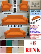 Görseli Galeri görüntüleyiciye yükleyin, Baby Face Kumaş Orange 3+2+1+1 Set Komple Giydirme Kanepe & Çekyat, Bohem, vb Model Koltuk Kılıfları
