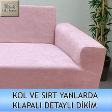 Görseli Galeri görüntüleyiciye yükleyin, Baby Face Kumaş Pudra Çift Kişilik Komple Giydirme Kanepe, Bohem, vb Model Koltuk Kılıfları