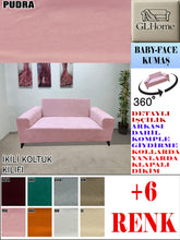 Görseli Galeri görüntüleyiciye yükleyin, Baby Face Kumaş Pudra Çift Kişilik Komple Giydirme Kanepe, Bohem, vb Model Koltuk Kılıfları