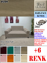 Görseli Galeri görüntüleyiciye yükleyin, Baby Face Kumaş Vizon Çift Kişilik Komple Giydirme Kanepe, Bohem, vb Model Koltuk Kılıfları