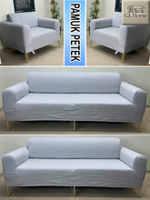 Görseli Galeri görüntüleyiciye yükleyin, %100 Pamuk Petek Kumaş Gri 3+3+1+1 Set Komple Giydirme Kanepe&Çekyat, Bohem, vb Model Koltuk Kılıfları