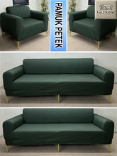 Görseli Galeri görüntüleyiciye yükleyin, %100 Pamuk Petek Kumaş Haki 3+3+1+1 Set Komple Giydirme Kanepe&Çekyat, Bohem, vb Model Koltuk Kılıfları