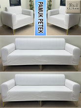 Görseli Galeri görüntüleyiciye yükleyin, %100 Pamuk Petek Kumaş Krem 3+3+1+1 Set Komple Giydirme Kanepe&Çekyat, Bohem, vb Model Koltuk Kılıfları