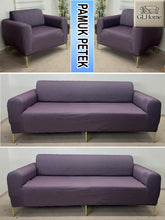 Görseli Galeri görüntüleyiciye yükleyin, %100 Pamuk Petek Kumaş Mürdüm 3+3+1+1 Set Komple Giydirme Kanepe&Çekyat, Bohem, vb Model Koltuk Kılıfları