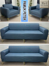Görseli Galeri görüntüleyiciye yükleyin, %100 Pamuk Petek Kumaş Petrol 3+3+1+1 Set Komple Giydirme Kanepe&Çekyat, Bohem, vb Model Koltuk Kılıfları