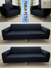 Görseli Galeri görüntüleyiciye yükleyin, %100 Pamuk Petek Kumaş Siyah 3+3+1+1 Set Komple Giydirme Kanepe&Çekyat, Bohem, vb Model Koltuk Kılıfları