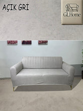 Görseli Galeri görüntüleyiciye yükleyin, Süet Kumaş Açık Gri 3+2+1+1 Komple Giydirme Kanepe-Çekyat, Bohem, vb. Model Koltuk Kılıfı