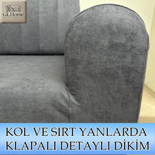 Görseli Galeri görüntüleyiciye yükleyin, Süet Kumaş Antrasit 3+2+1+1 Komple Giydirme Kanepe-Çekyat, Bohem, vb. Model Koltuk Kılıfı