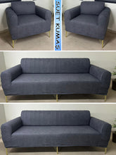 Görseli Galeri görüntüleyiciye yükleyin, Süet Kumaş Antrasit 3+3+1+1 Komple Giydirme Kanepe&Çekyat, Bohem, vb. Modeller Koltuk Kılıfı