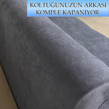 Görseli Galeri görüntüleyiciye yükleyin, Süet Kumaş Antrasit Çift Kişilik Komple Giydirme 2"Li kanepe Bohem Tarzı koltuk Kılıfı