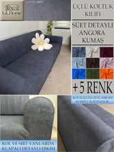 Görseli Galeri görüntüleyiciye yükleyin, Süet Kumaş Antrasit 3Lü Komple Giydirme Kanepe & Çekyat, Bohem, Porto, Vb. Model Koltuk Kilifi