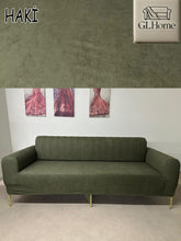 Görseli Galeri görüntüleyiciye yükleyin, Süet Kumaş Haki 3+2+1+1 Komple Giydirme Kanepe-Çekyat, Bohem, vb. Model Koltuk Kılıfı