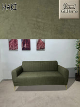 Görseli Galeri görüntüleyiciye yükleyin, Süet Kumaş Haki Çift Kişilik Komple Giydirme 2"Li kanepe Bohem Tarzı koltuk Kılıfı