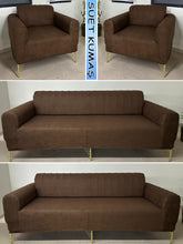 Görseli Galeri görüntüleyiciye yükleyin, Süet Kumaş Kahverengi 3+3+1+1 Komple Giydirme Kanepe&Çekyat, Bohem, vb. Modeller Koltuk Kılıfı