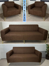 Görseli Galeri görüntüleyiciye yükleyin, Süet Kumaş Kahverengi 3+2+1+1 Komple Giydirme Kanepe-Çekyat, Bohem, vb. Model Koltuk Kılıfı