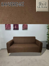 Görseli Galeri görüntüleyiciye yükleyin, Süet Kumaş Kahverengi Çift Kişilik Komple Giydirme 2"Li kanepe Bohem Tarzı koltuk Kılıfı