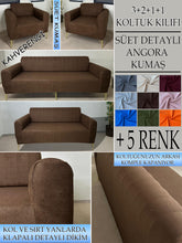 Görseli Galeri görüntüleyiciye yükleyin, Süet Kumaş Kahverengi 3+2+1+1 Komple Giydirme Kanepe-Çekyat, Bohem, vb. Model Koltuk Kılıfı