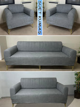 Görseli Galeri görüntüleyiciye yükleyin, Süet Kumaş Koyu Gri 3+2+1+1 Komple Giydirme Kanepe-Çekyat, Bohem, vb. Model Koltuk Kılıfı