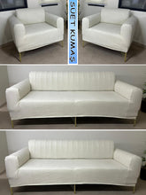 Görseli Galeri görüntüleyiciye yükleyin, Süet Kumaş Krem 3+3+1+1 Komple Giydirme Kanepe&Çekyat, Bohem, vb. Modeller Koltuk Kılıfı