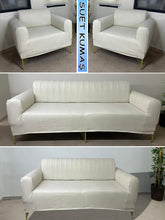 Görseli Galeri görüntüleyiciye yükleyin, Süet Kumaş Krem 3+2+1+1 Komple Giydirme Kanepe-Çekyat, Bohem, vb. Model Koltuk Kılıfı