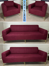 Görseli Galeri görüntüleyiciye yükleyin, Süet Kumaş Mürdüm 3+3+1+1 Komple Giydirme Kanepe&Çekyat, Bohem, vb. Modeller Koltuk Kılıfı