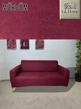 Görseli Galeri görüntüleyiciye yükleyin, Süet Kumaş Mürdüm Çift Kişilik Komple Giydirme 2"Li kanepe Bohem Tarzı koltuk Kılıfı