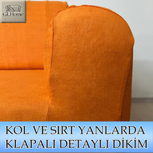 Görseli Galeri görüntüleyiciye yükleyin, Süet Kumaş Orange 3+2+1+1 Komple Giydirme Kanepe-Çekyat, Bohem, vb. Model Koltuk Kılıfı