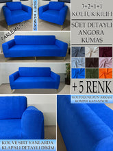 Görseli Galeri görüntüleyiciye yükleyin, Süet Kumaş Parlement 3+2+1+1 Komple Giydirme Kanepe-Çekyat, Bohem, vb. Model Koltuk Kılıfı