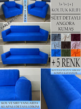Görseli Galeri görüntüleyiciye yükleyin, Süet Kumaş Parlement 3+3+1+1 Komple Giydirme Kanepe&Çekyat, Bohem, vb. Modeller Koltuk Kılıfı