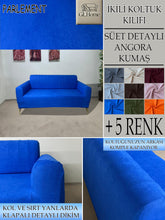 Görseli Galeri görüntüleyiciye yükleyin, Süet Kumaş Parlement Çift Kişilik Komple Giydirme 2"Li kanepe Bohem Tarzı koltuk Kılıfı