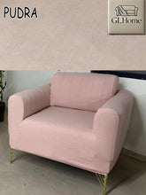 Görseli Galeri görüntüleyiciye yükleyin, Süet Kumaş Pudra Tekli&Berjer Komple Giydirme, Bohem, Porto Model Koltuk Kılıfı