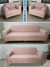 Görseli Galeri görüntüleyiciye yükleyin, Süet Kumaş Pudra 3+2+1+1 Komple Giydirme Kanepe-Çekyat, Bohem, vb. Model Koltuk Kılıfı